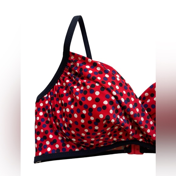 Boden Bikini Swimsuit Top 36B Red Polka Dot Halter Twist Front New - Picture 2 of 8